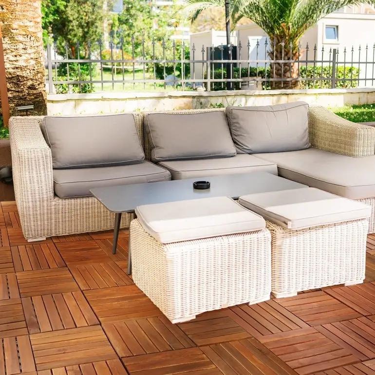 Solid Wood Deck Tiles 6 Slat Set 9 by Megsu