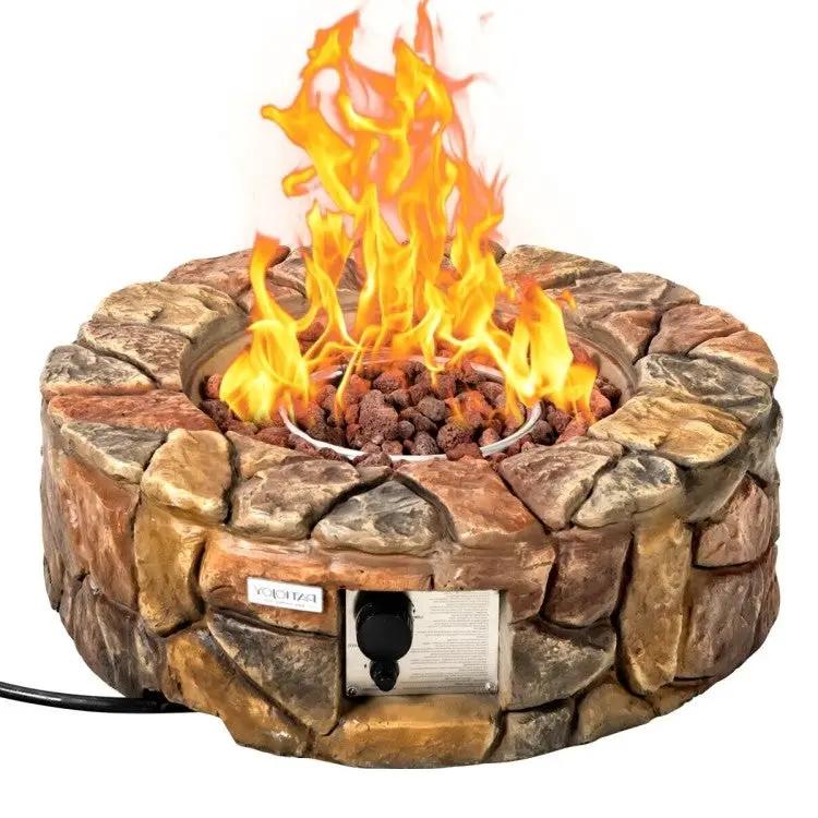 40,000 BTU Outdoor Circle Stone Gas Propane Fire Pit by HomePacific