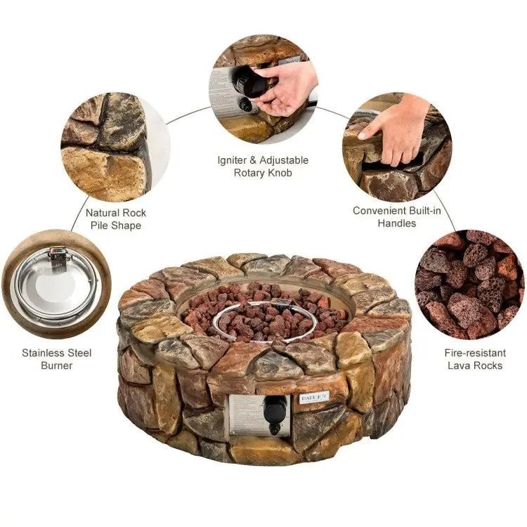 40,000 BTU Outdoor Circle Stone Gas Propane Fire Pit by HomePacific