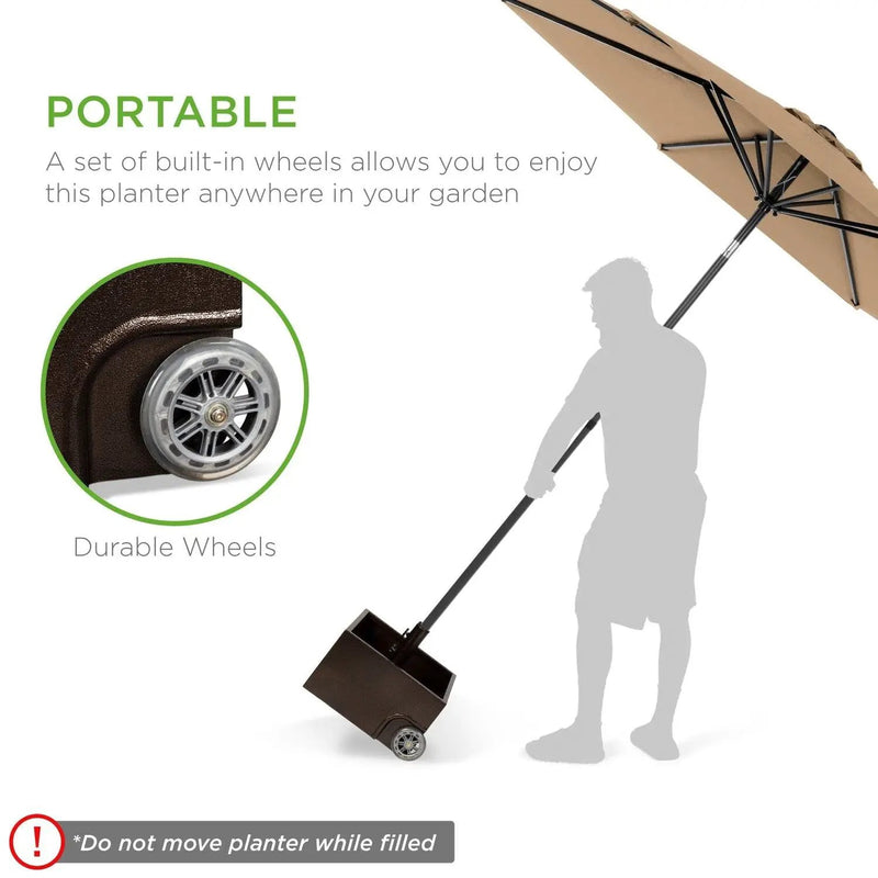 Portable Wheeled Powder Coated Steel Umbrella Base Stand / Planter Box by HomePacific