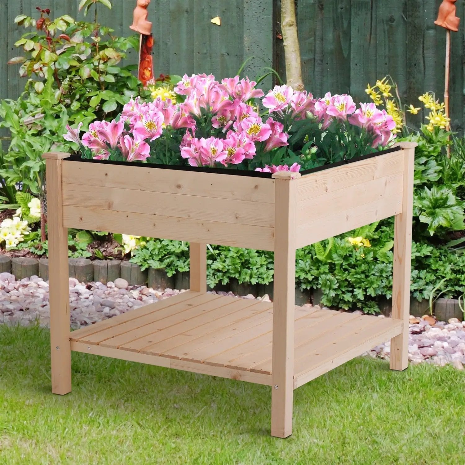 FarmHome Square Fir Wooden Raised Garden Planter Box by HomePacific