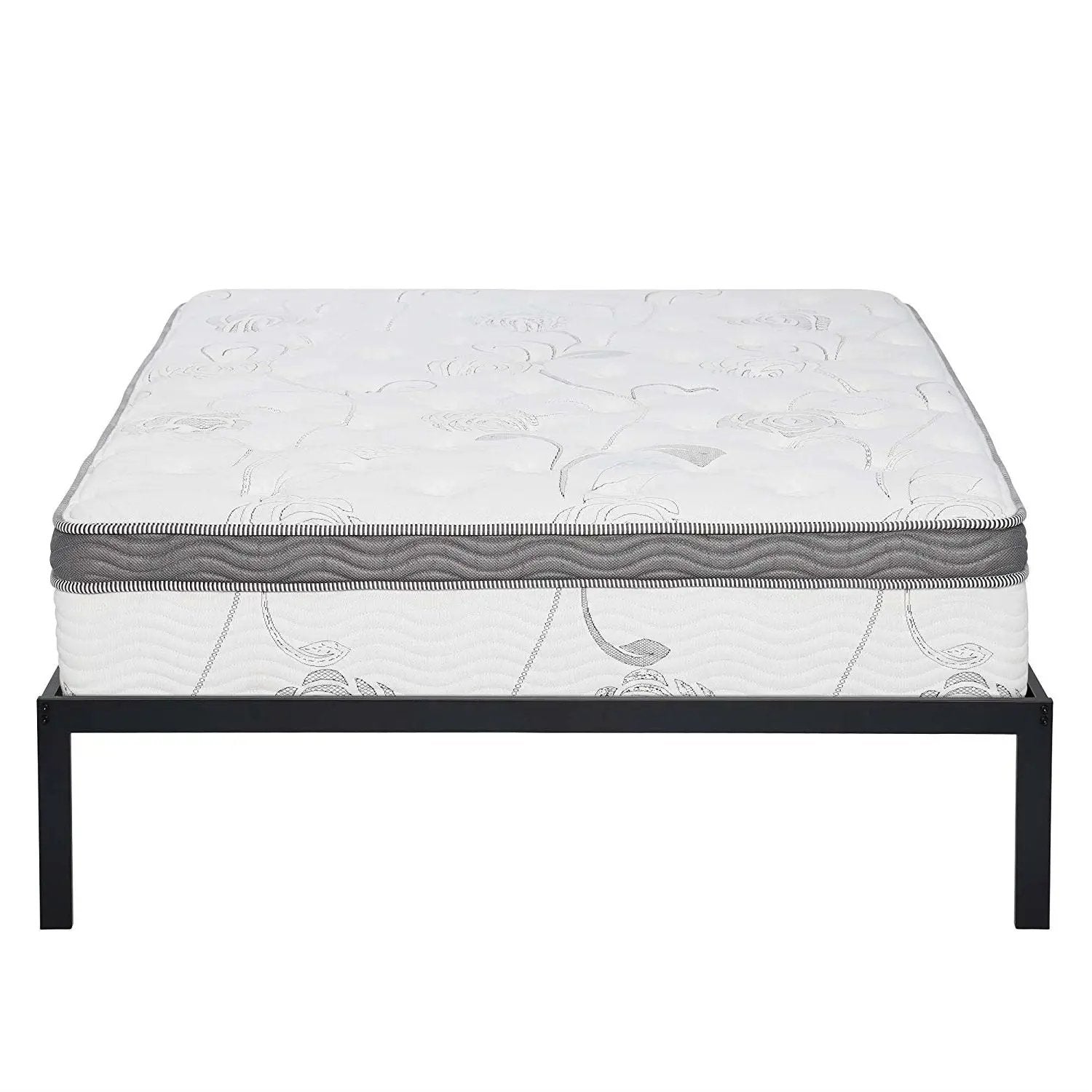 Queen size Steel Metal Platform Bed Frame with Wood Slats by HomePacific
