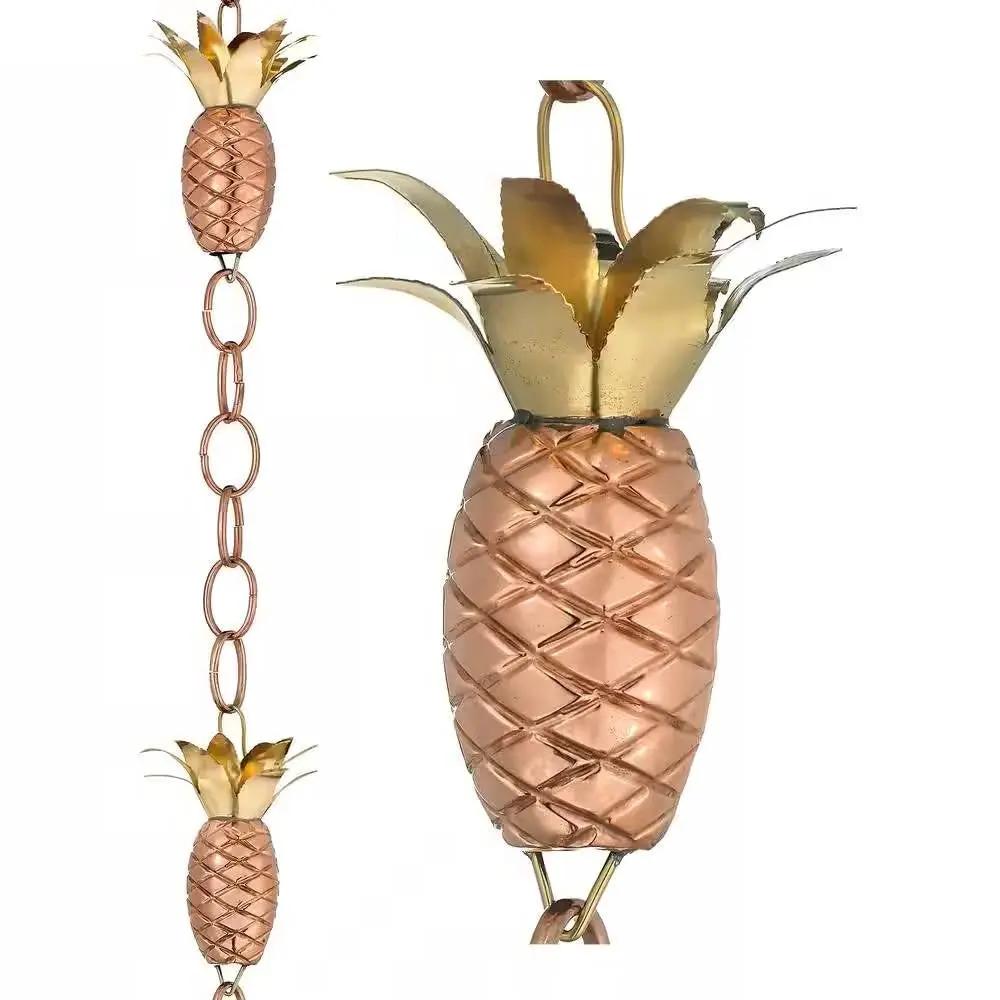 8.5 Ft. Copper Pineapple Rain Chain Gutter Downspout - Basin Not Included by HomePacific