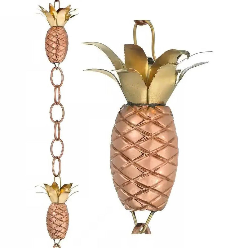 8.5 Ft. Copper Pineapple Rain Chain Gutter Downspout - Basin Not Included by HomePacific