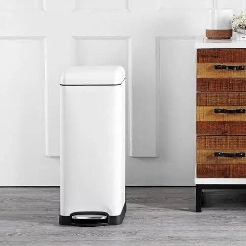 8-Gallon Retro Stainless Steel Step-On Trash Can in White Finish by HomePacific