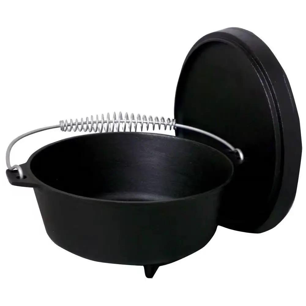 2-Gallon Seasoned Cast Iron Dutch Oven with Lid and Spiral Metal Handle by HomePacific