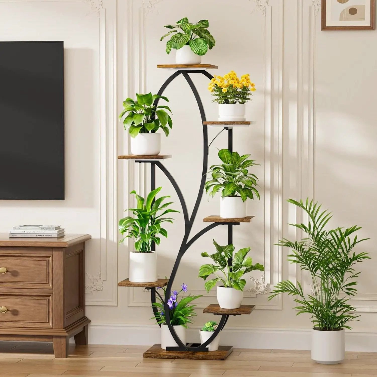 Modern 54-inch Tall Indoor Plant Stand Display Shelf with Grow Lights by HomePacific