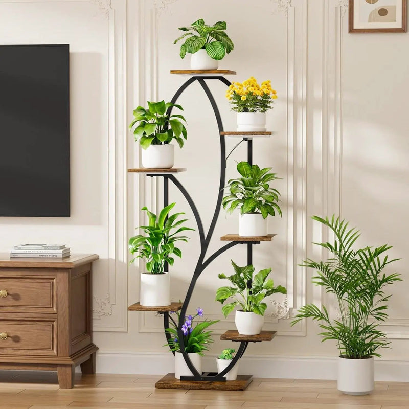 Modern 54-inch Tall Indoor Plant Stand Display Shelf with Grow Lights by HomePacific