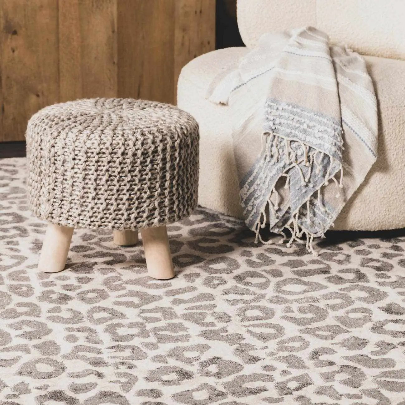 Beige Liversedge Leopard Print Area Rug by Boutique Rugs