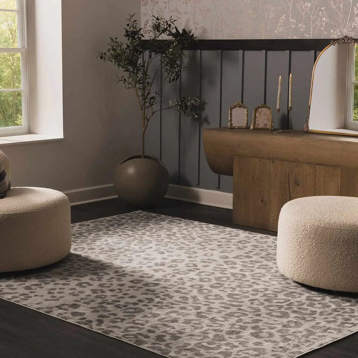 Nagambie Leopard Print Area Rug, installed in a room 3