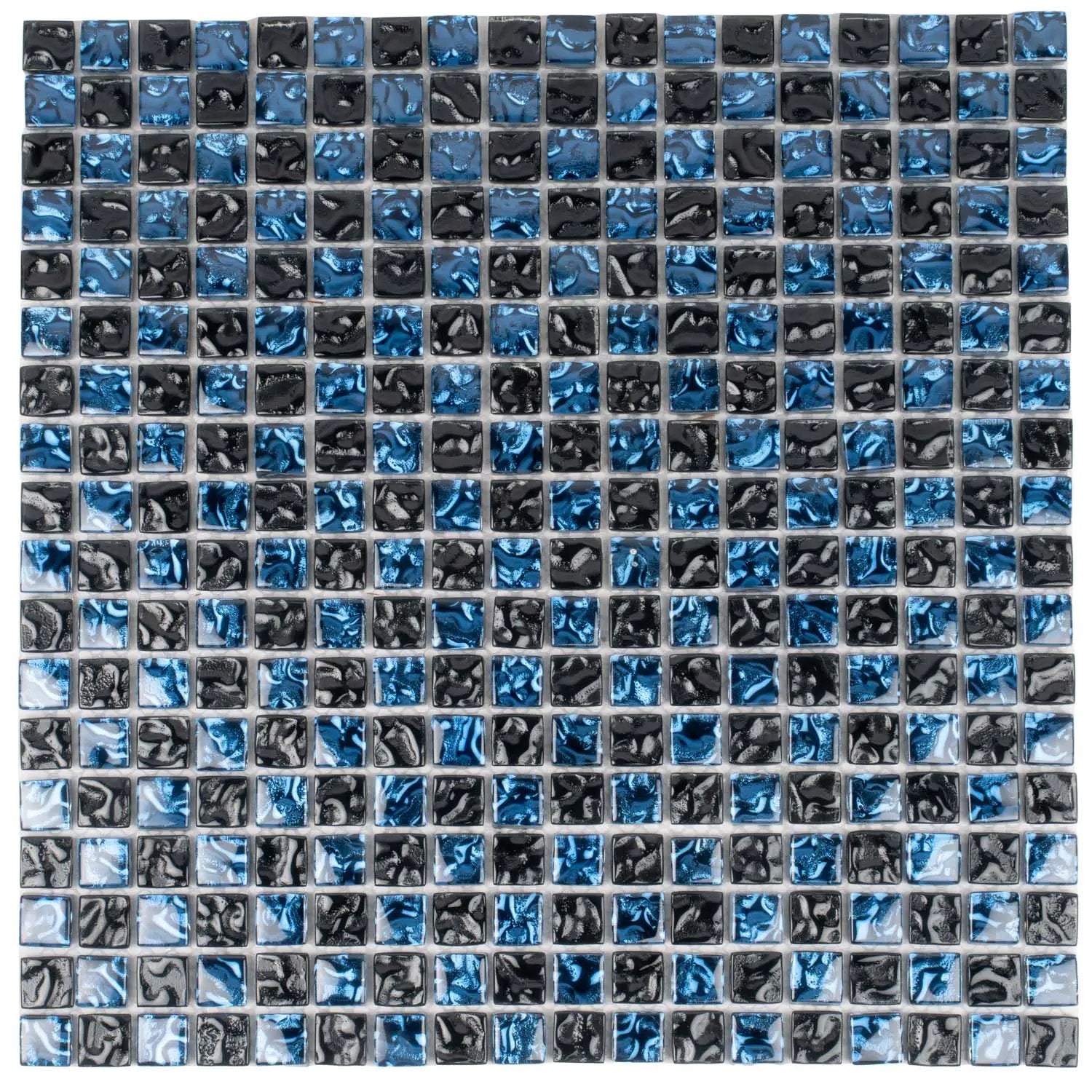 Blue Black 12x12 Glossy Square Glass Mosaic Tile (5 pack, 4.75 sq ft/case) by Apollo Tile