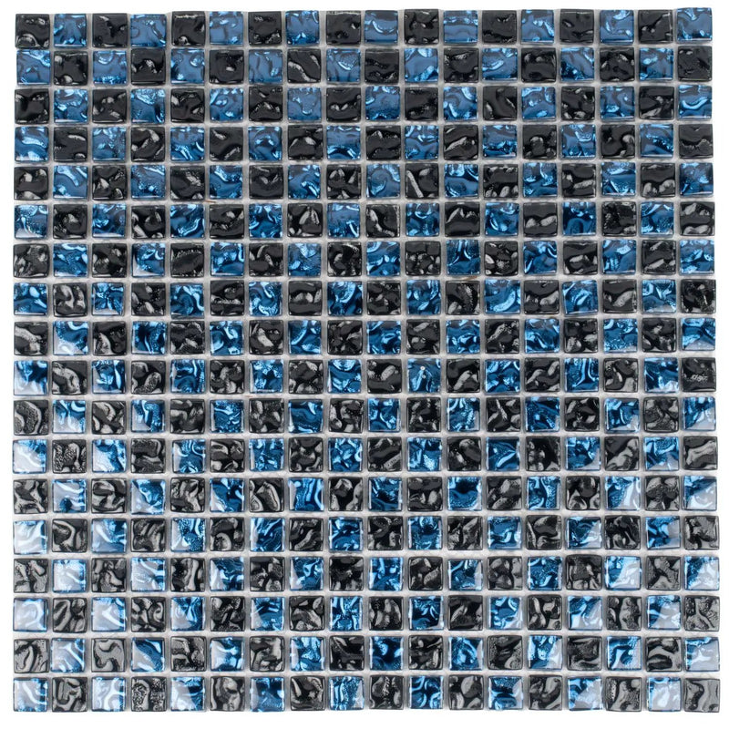 Blue Black 12x12 Glossy Square Glass Mosaic Tile (5 pack, 4.75 sq ft/case) by Apollo Tile