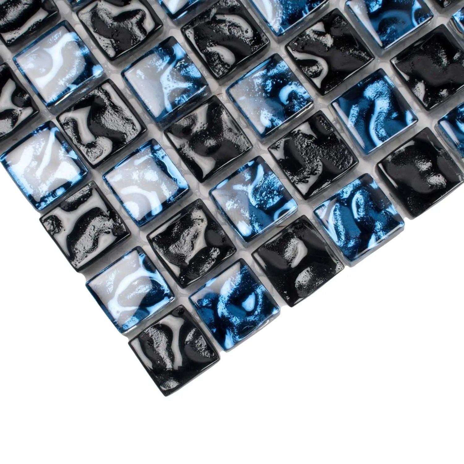 Blue Black 12x12 Glossy Square Glass Mosaic Tile (5 pack, 4.75 sq ft/case) by Apollo Tile