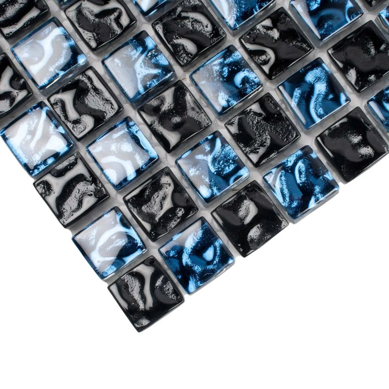 Blue Black 12x12 Glossy Square Glass Mosaic Tile (5 pack, 4.75 sq ft/case) by Apollo Tile