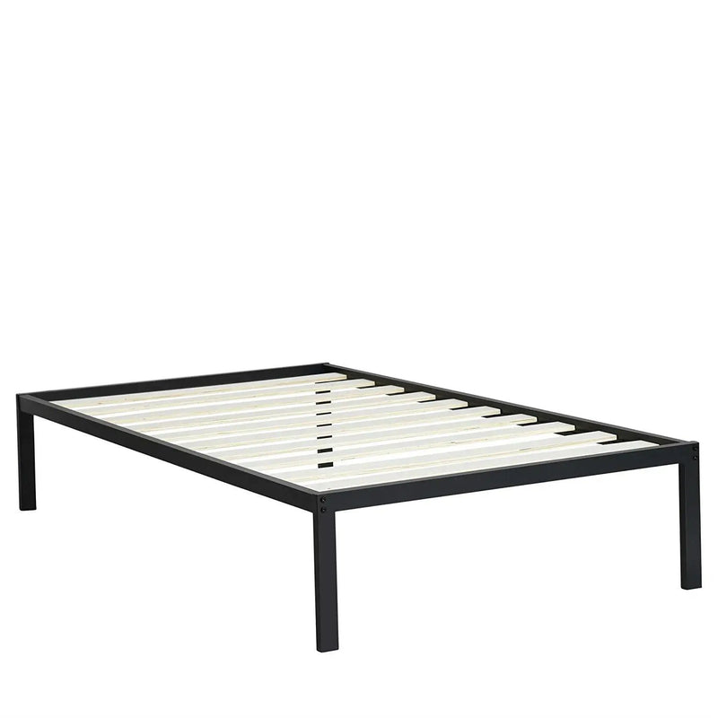 Twin Size Heavy Duty Metal Platform Bed Frame with Wooden Slats by HomePacific