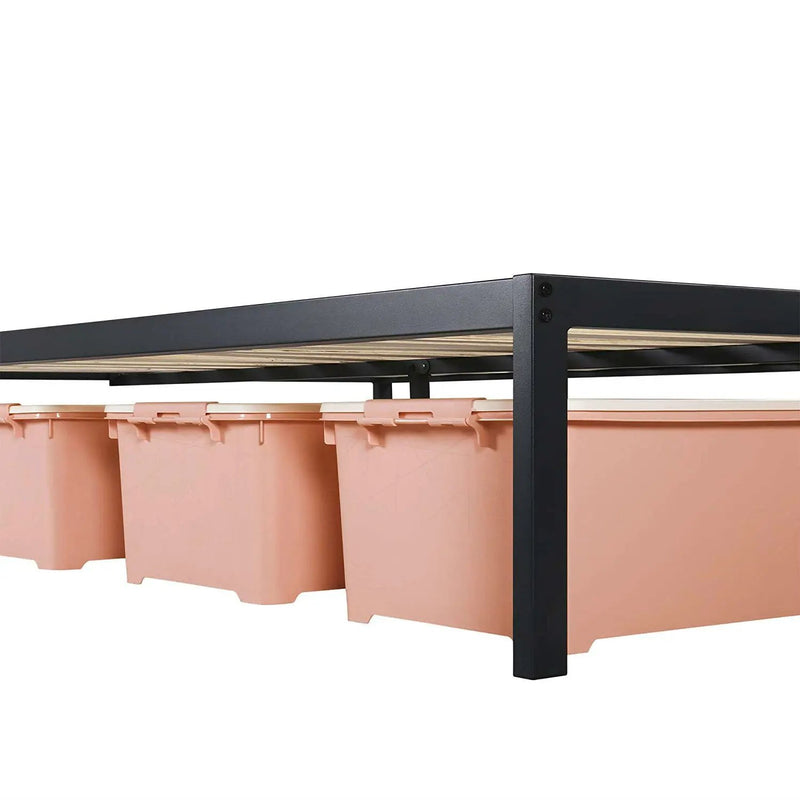 Twin Size Heavy Duty Metal Platform Bed Frame with Wooden Slats by HomePacific