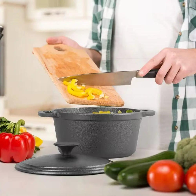 3.4 Quart Pre-Seasonded Cast Iron Dutch Oven with Handles and Lid by HomePacific