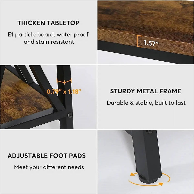 Industrial 70-in. Brown Wood Top Console Table with Heavy Duty Black Metal Frame by HomePacific