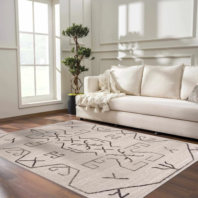 Azzan Cream & Charcoal Area Rug by Hauteloom