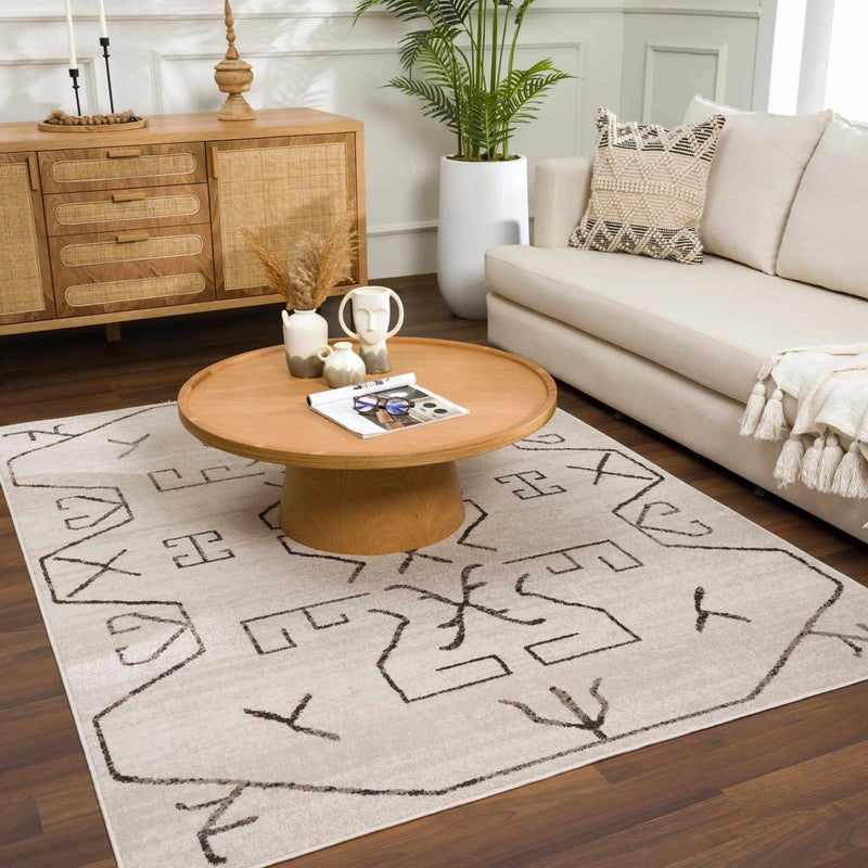 Azzan Cream & Charcoal Area Rug by Hauteloom