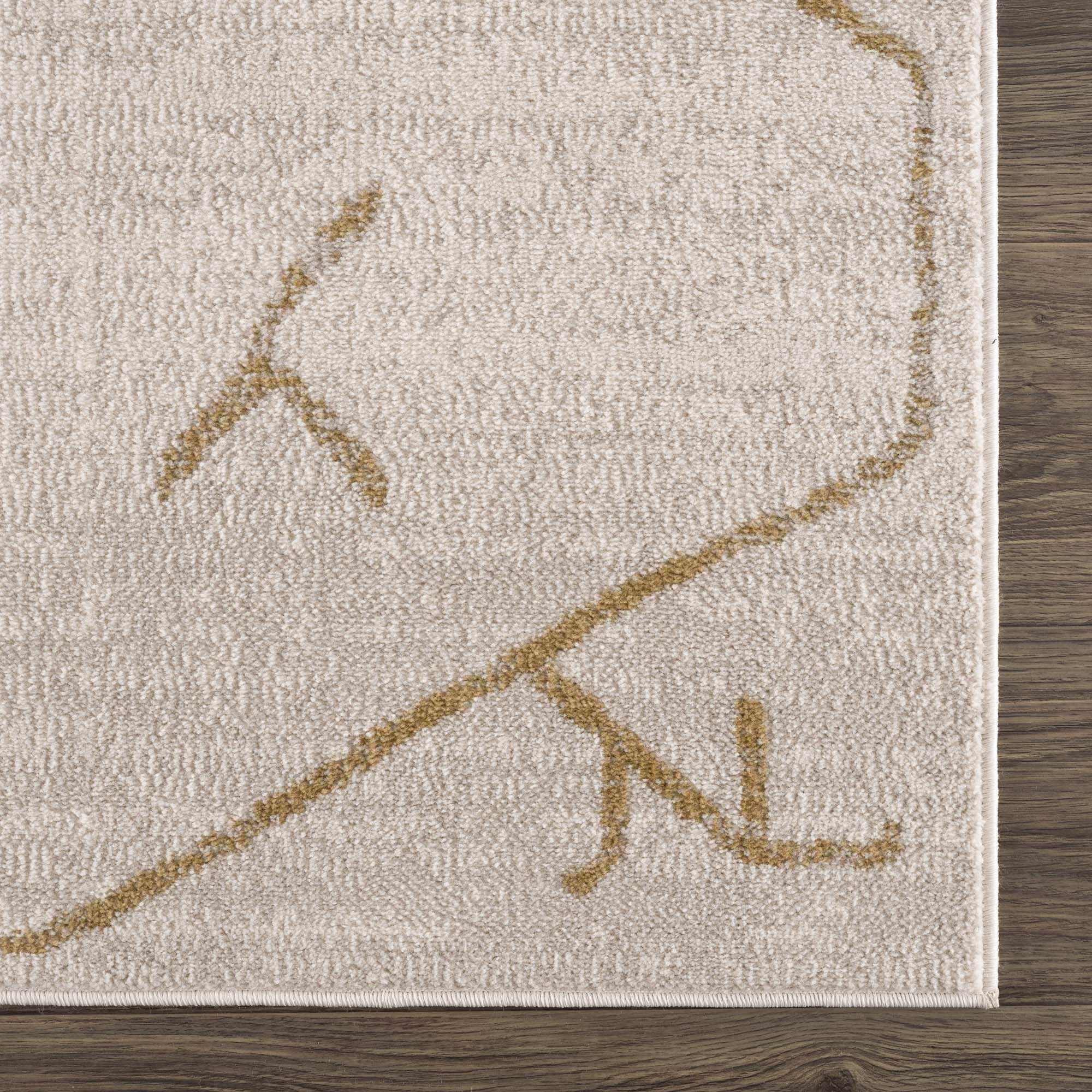Azzan Cream & Gold Area Rug by Hauteloom