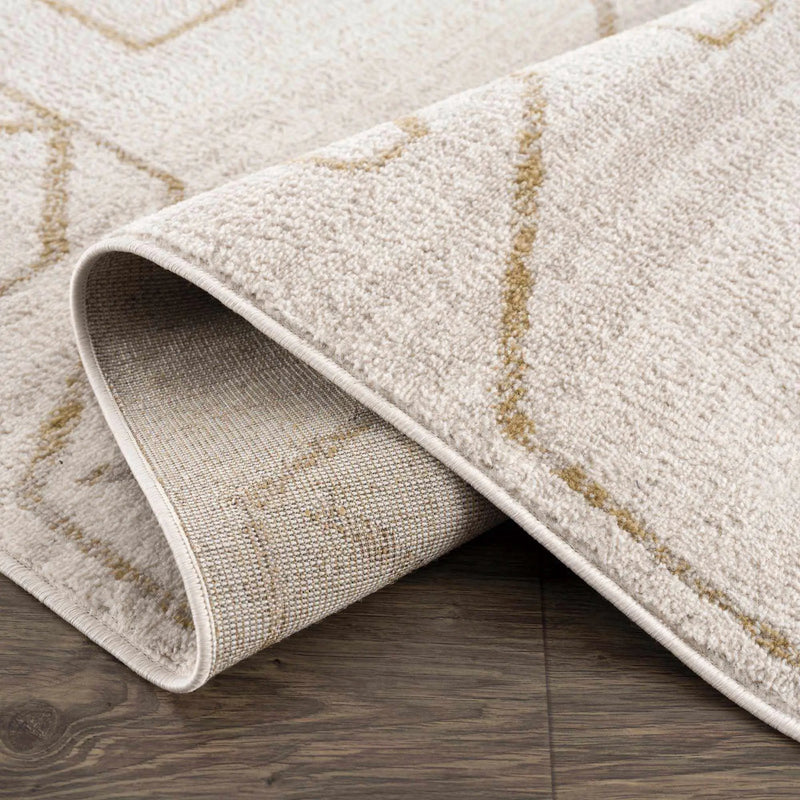 Azzan Cream & Gold Area Rug by Hauteloom