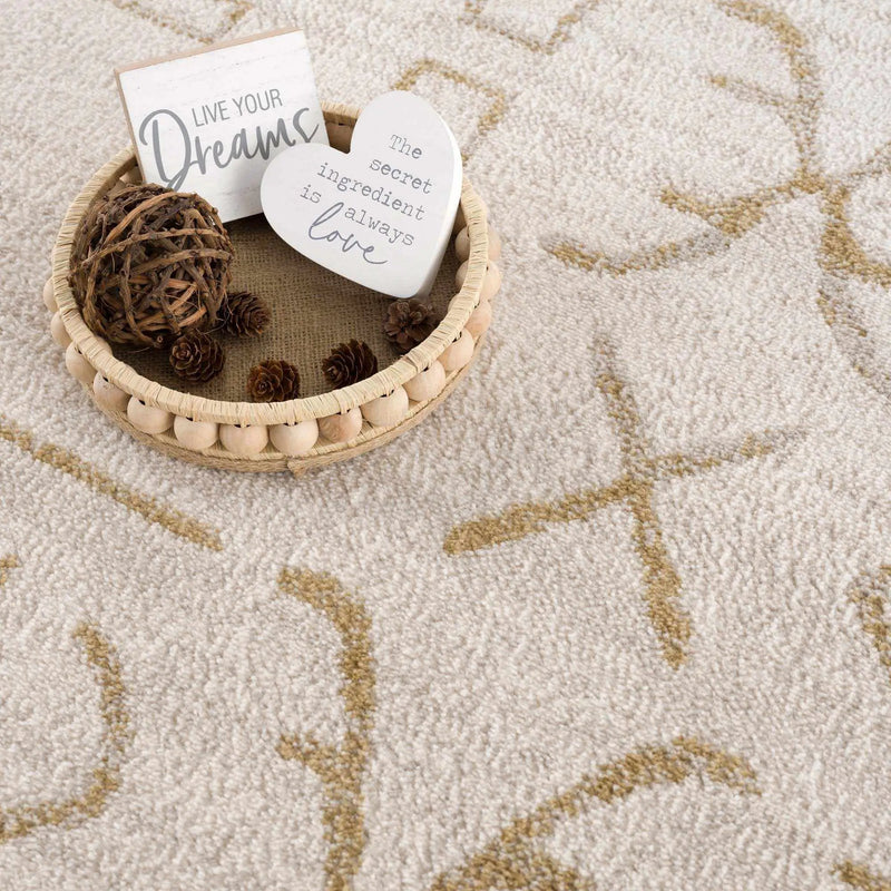 Azzan Cream & Gold Area Rug by Hauteloom