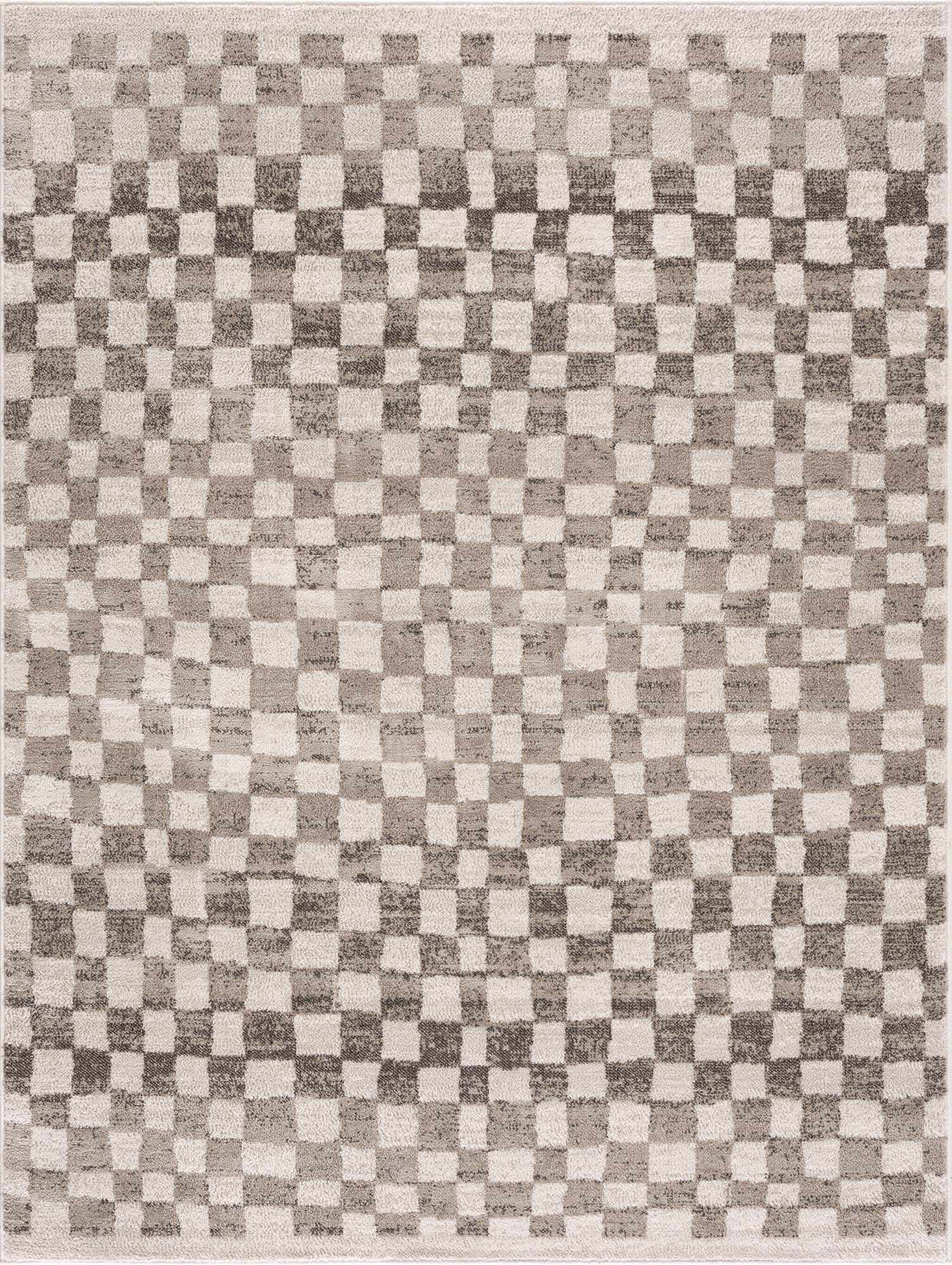 Benjy Beige Checkered Area Rug by Hauteloom