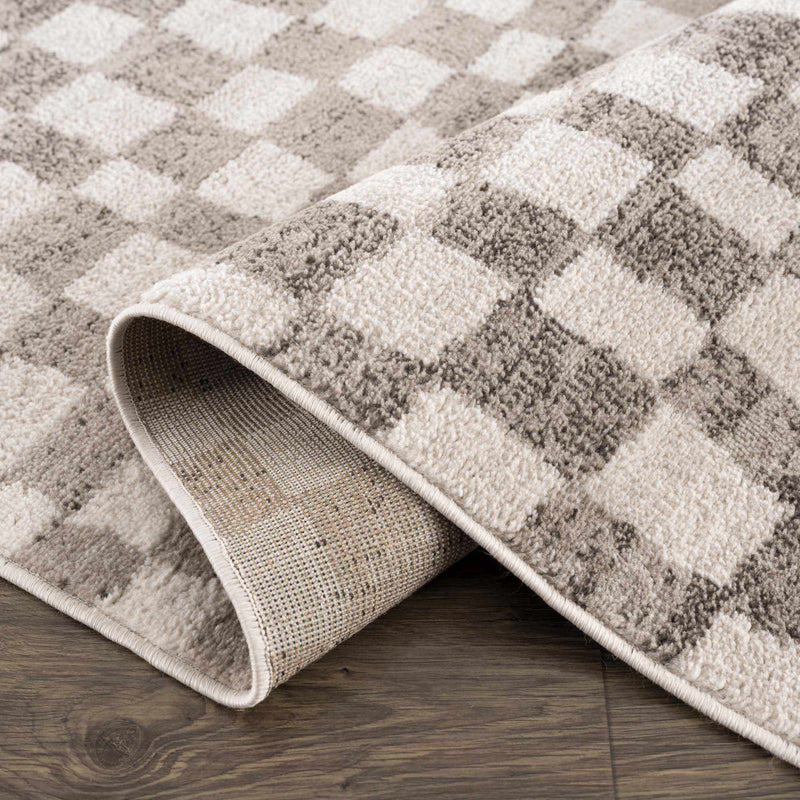 Benjy Irregular Checkboard Rug - Beige by Boutique Rugs