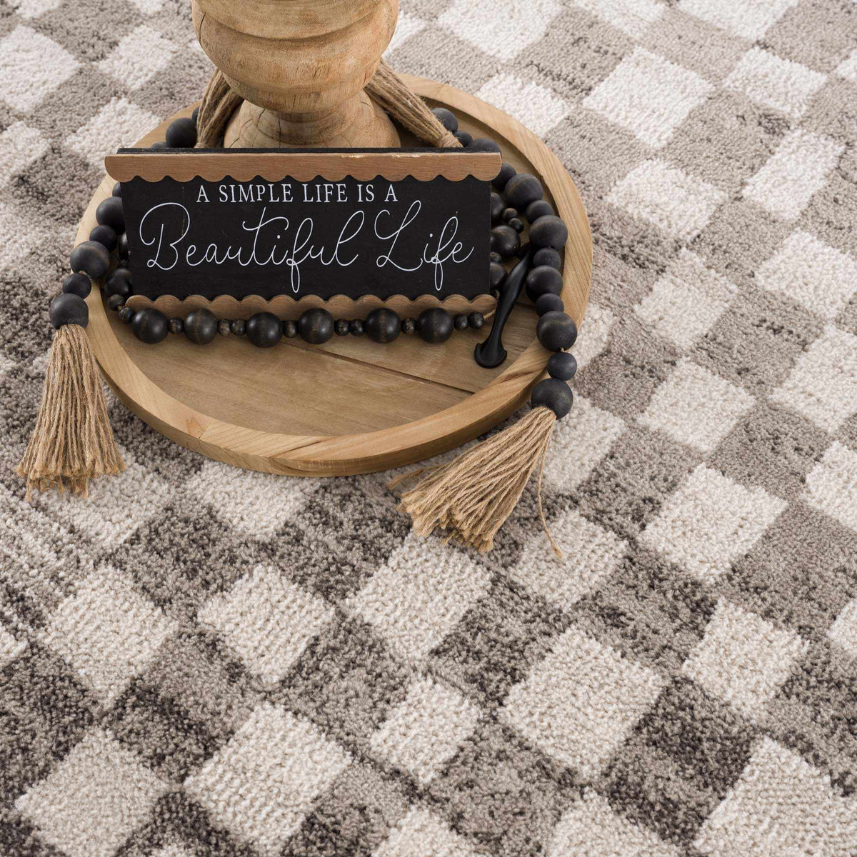 Benjy Irregular Checkboard Rug - Beige, photo 11 of 13