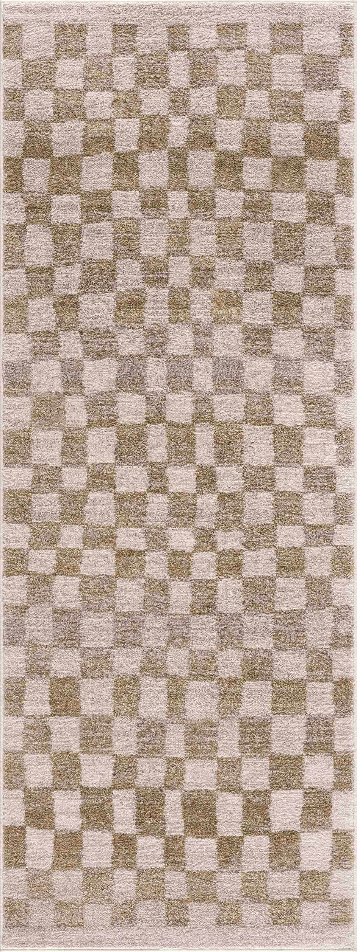 Benjy Cream & Gold Checkered Area Rug, photo 7 of 22