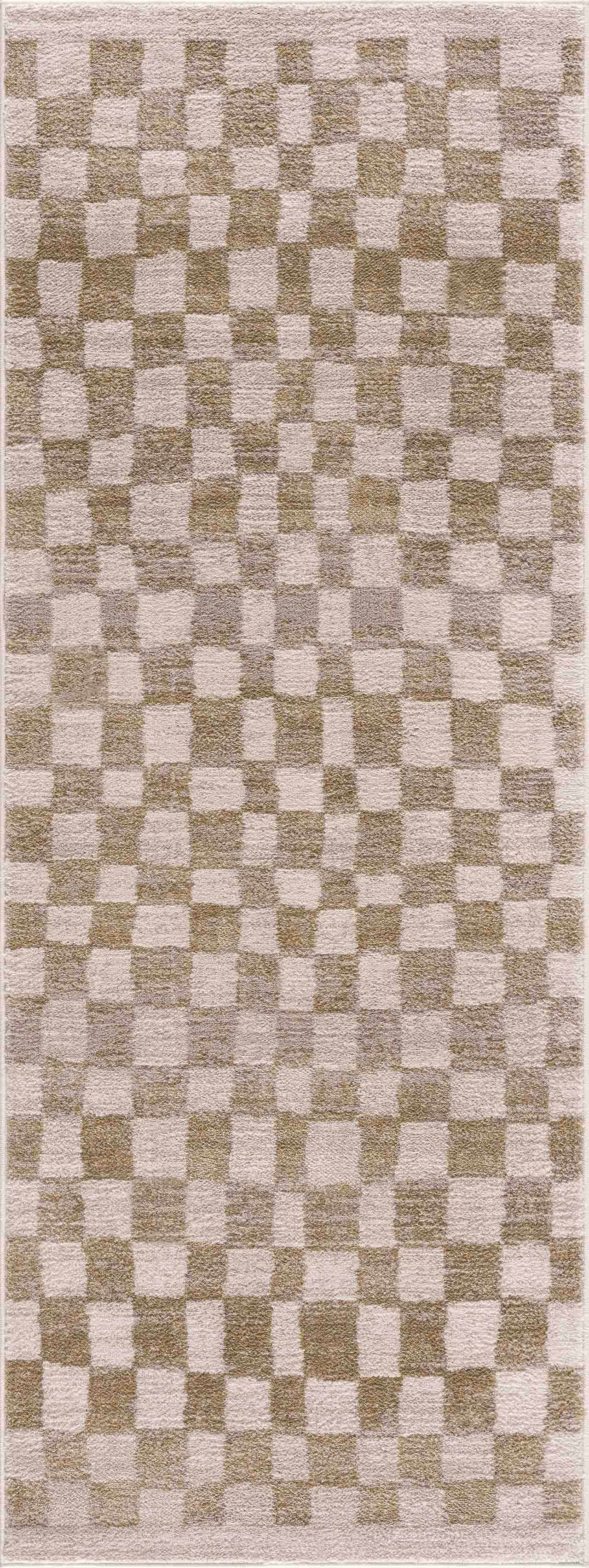Benjy Cream & Gold Checkered Area Rug by Hauteloom