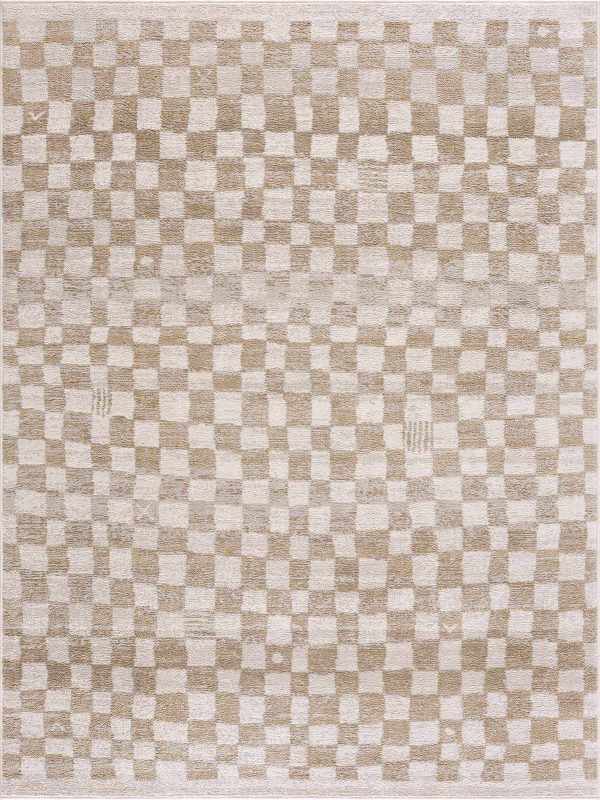 Benjy Irregular Checkboard Rug - Cream&Gold
