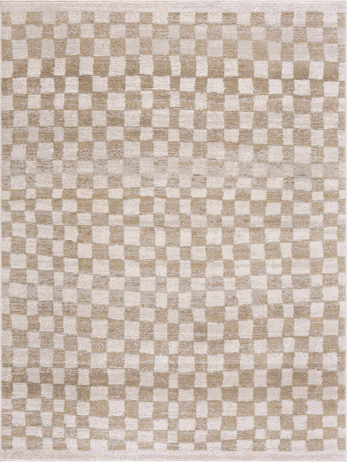 Benjy Cream & Gold Checkered Area Rug, photo 6 of 22