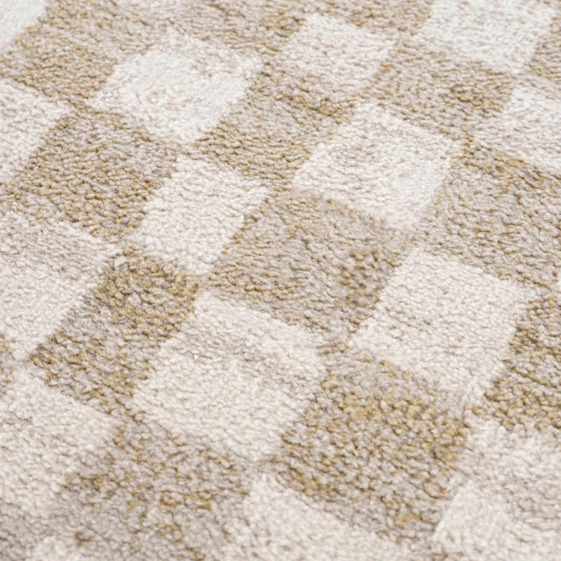 Benjy Cream & Gold Checkered Area Rug by Hauteloom