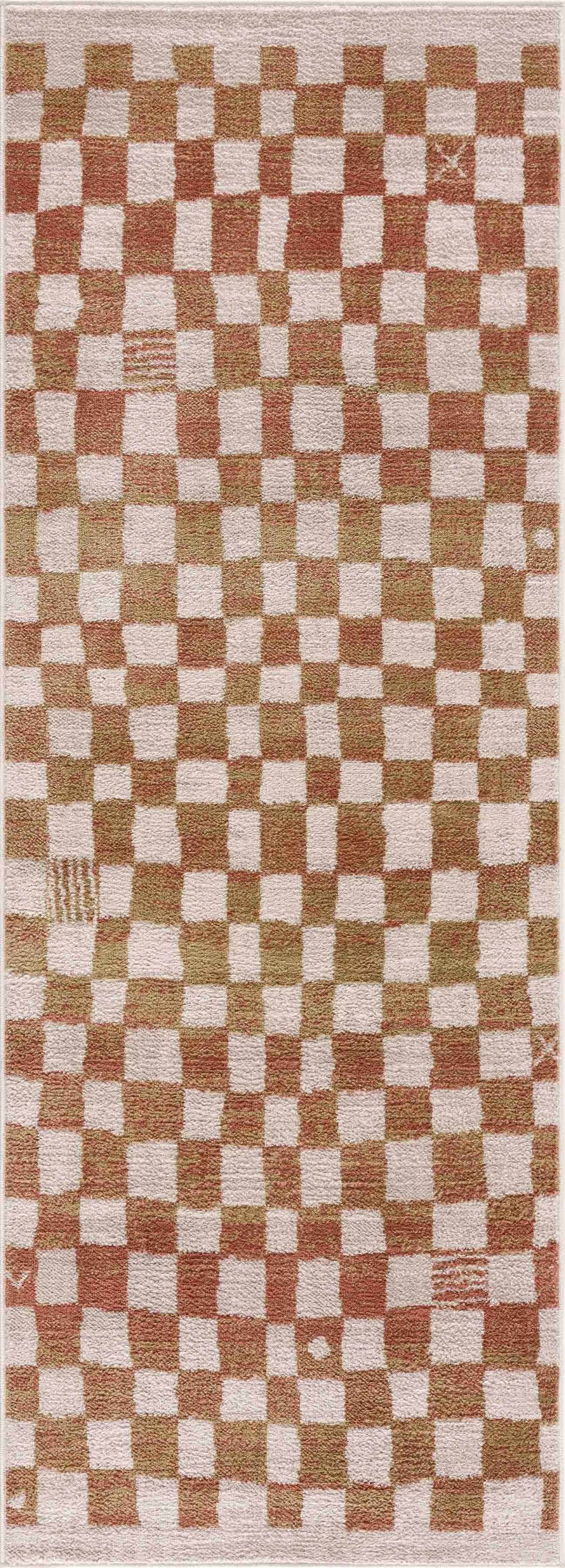 Benjy Irregular Checkboard Rug - Cream&Salmon, photo 10 of 13