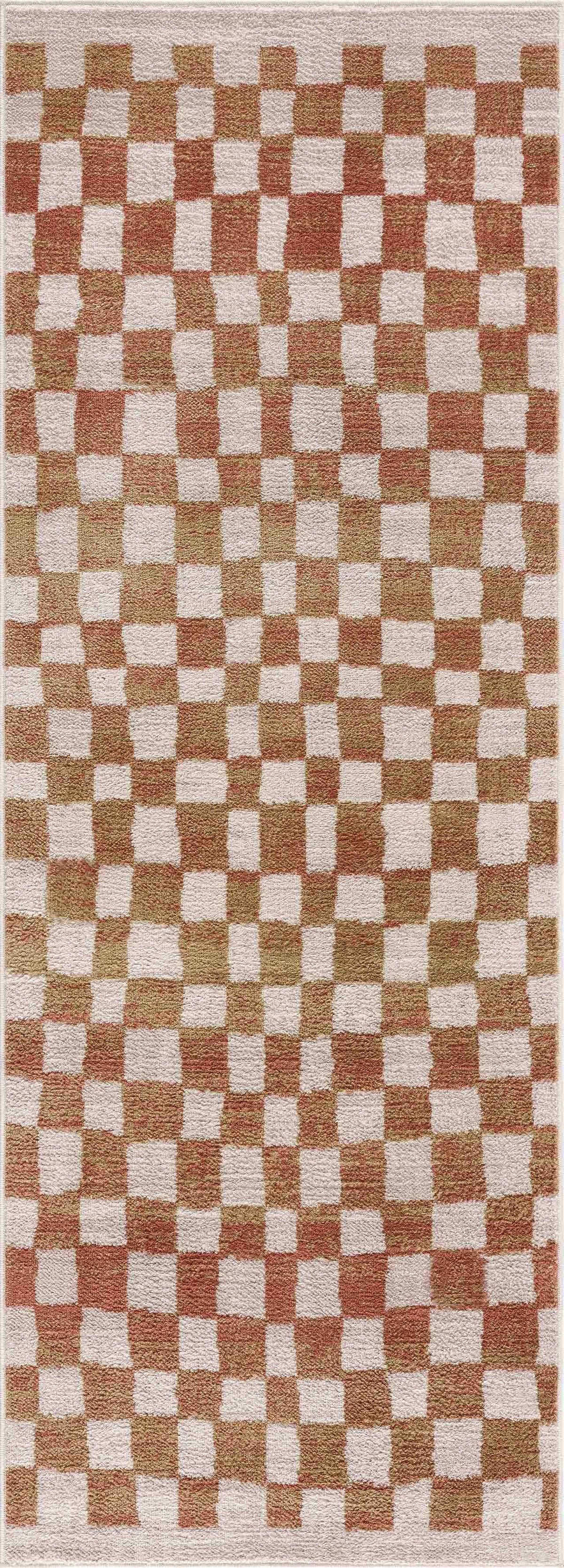 Benjy Cream & Salmon Checkered Area Rug, photo 5 of 16