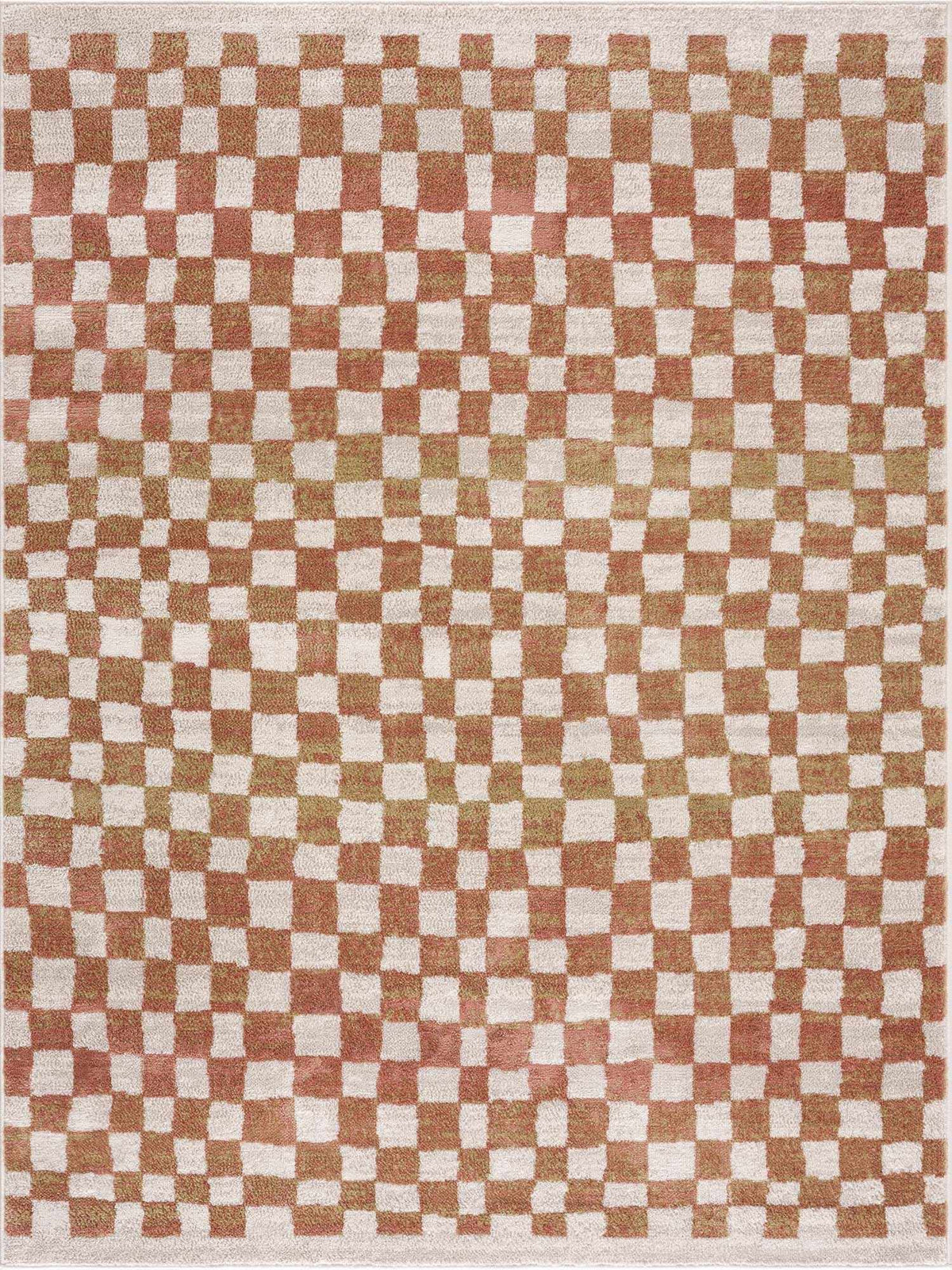 Benjy Cream & Salmon Checkered Area Rug, photo 4 of 16