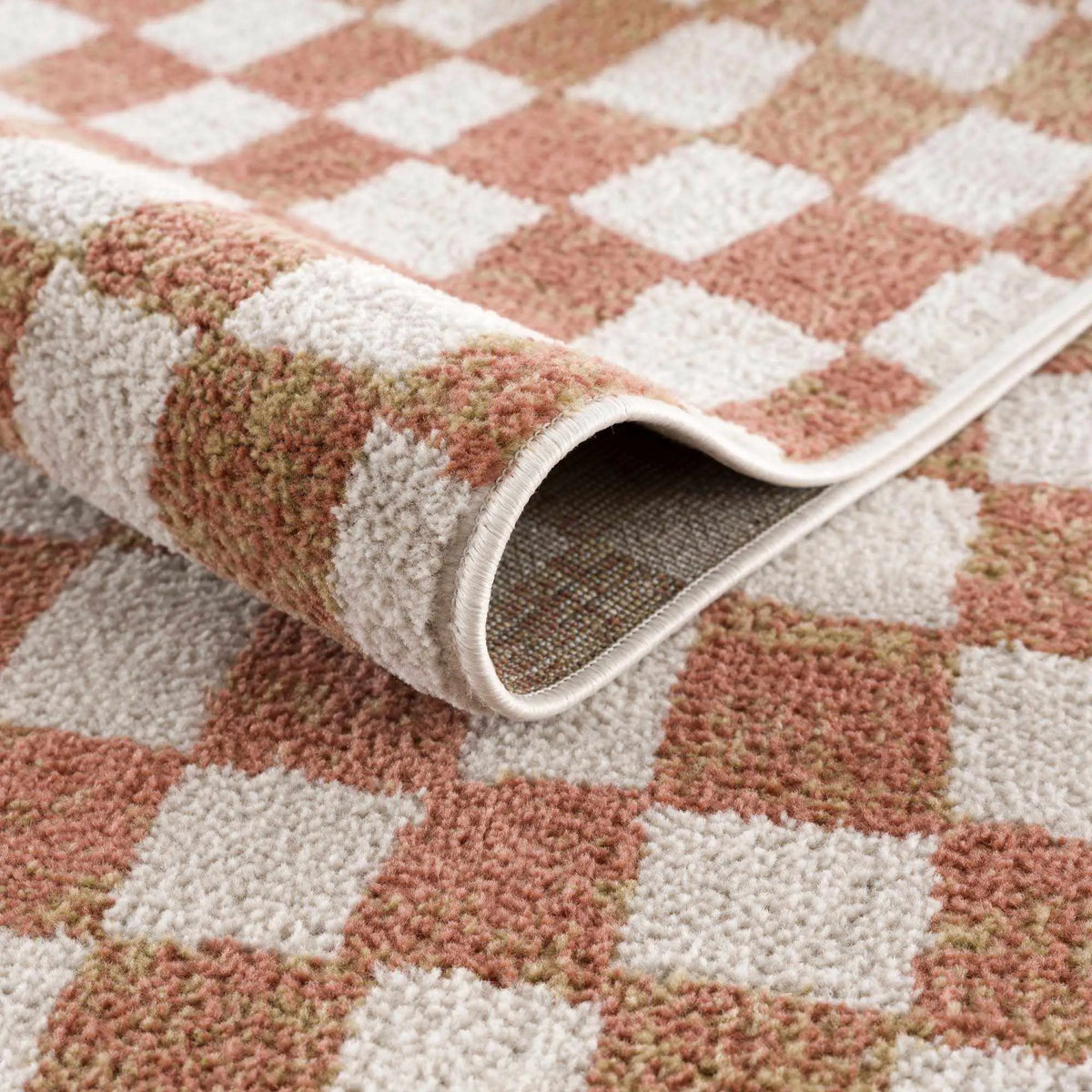 Benjy Irregular Checkboard Rug - Cream&Salmon, photo 6 of 13