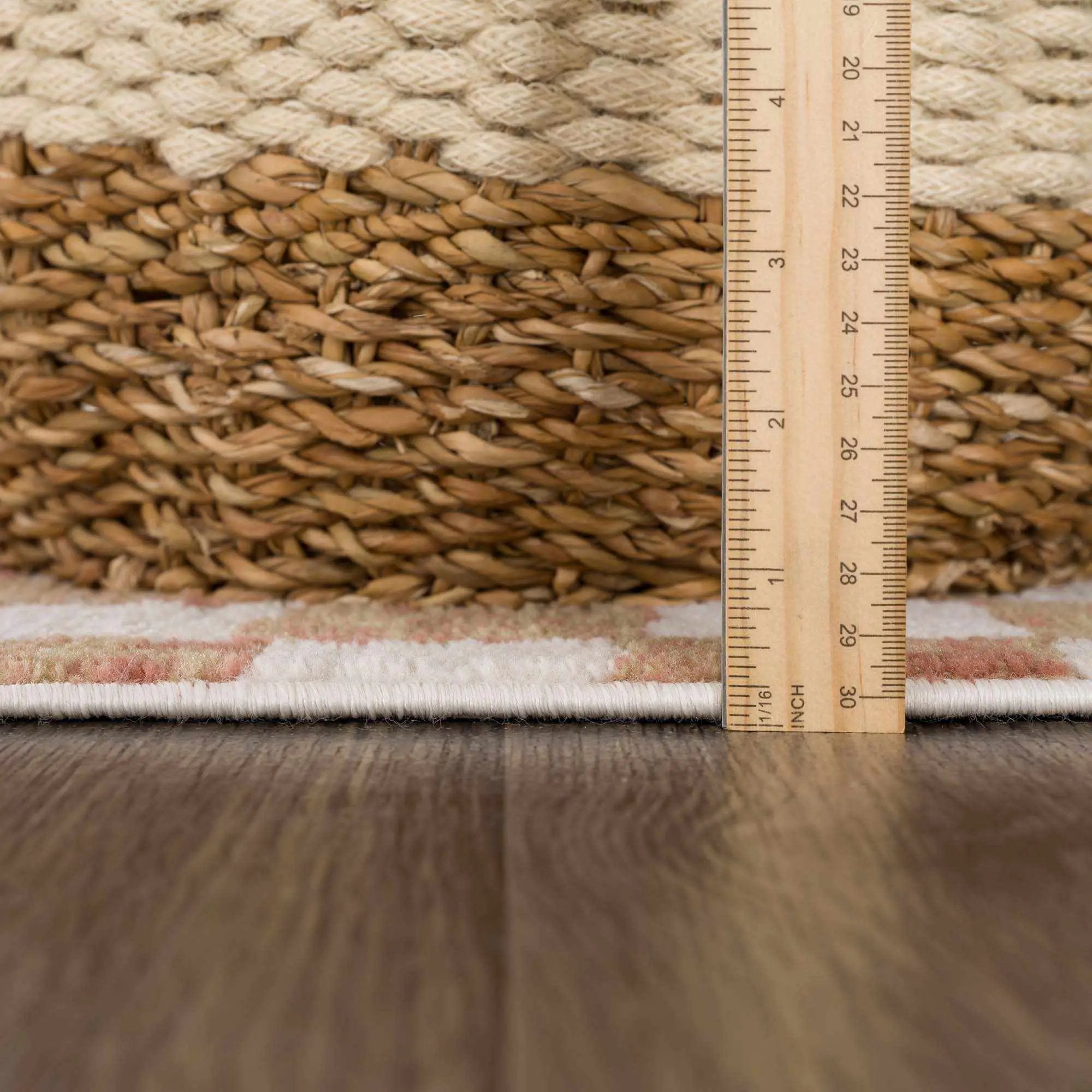 Benjy Cream & Salmon Checkered Area Rug by Hauteloom