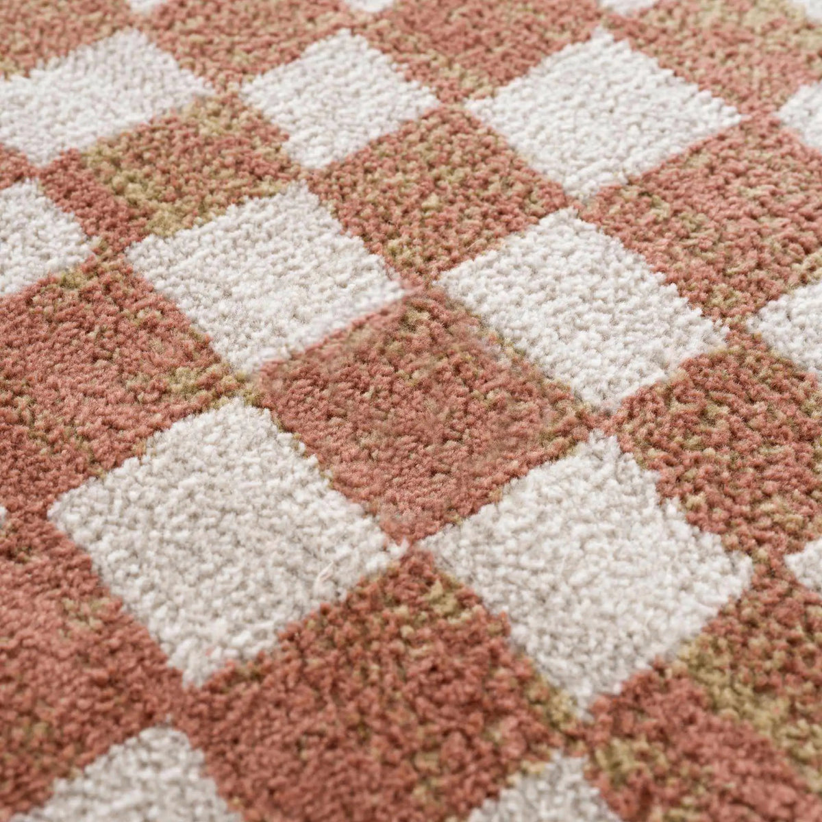 Benjy Cream & Salmon Checkered Area Rug, photo 12 of 16