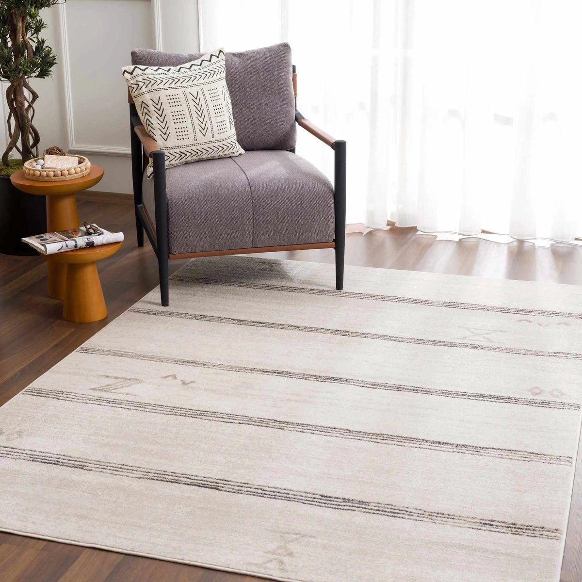Deja Cream & Charcoal Area Rug - Clearance, installed in a room 2