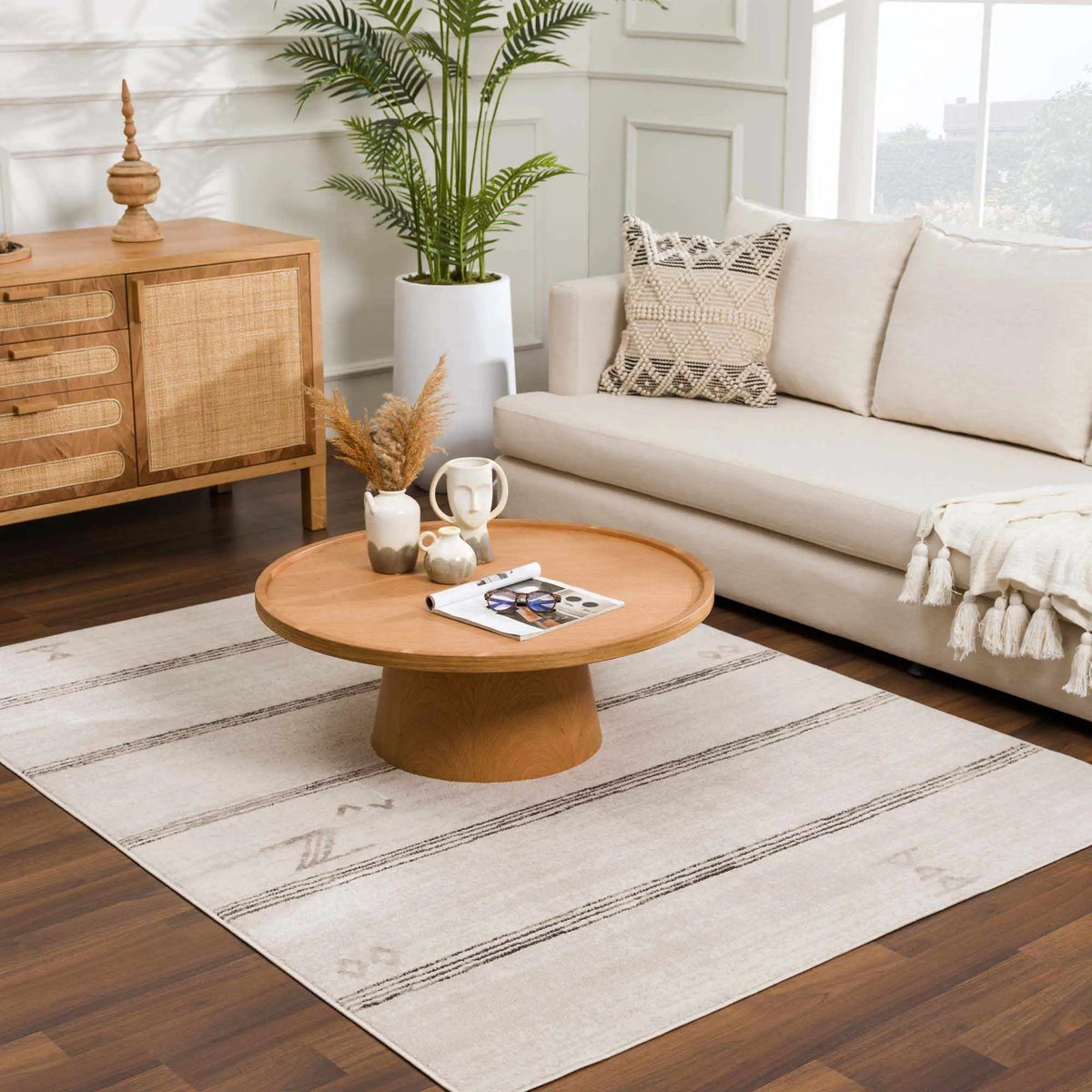 Deja Cream & Charcoal Area Rug - Clearance, installed in a room 5