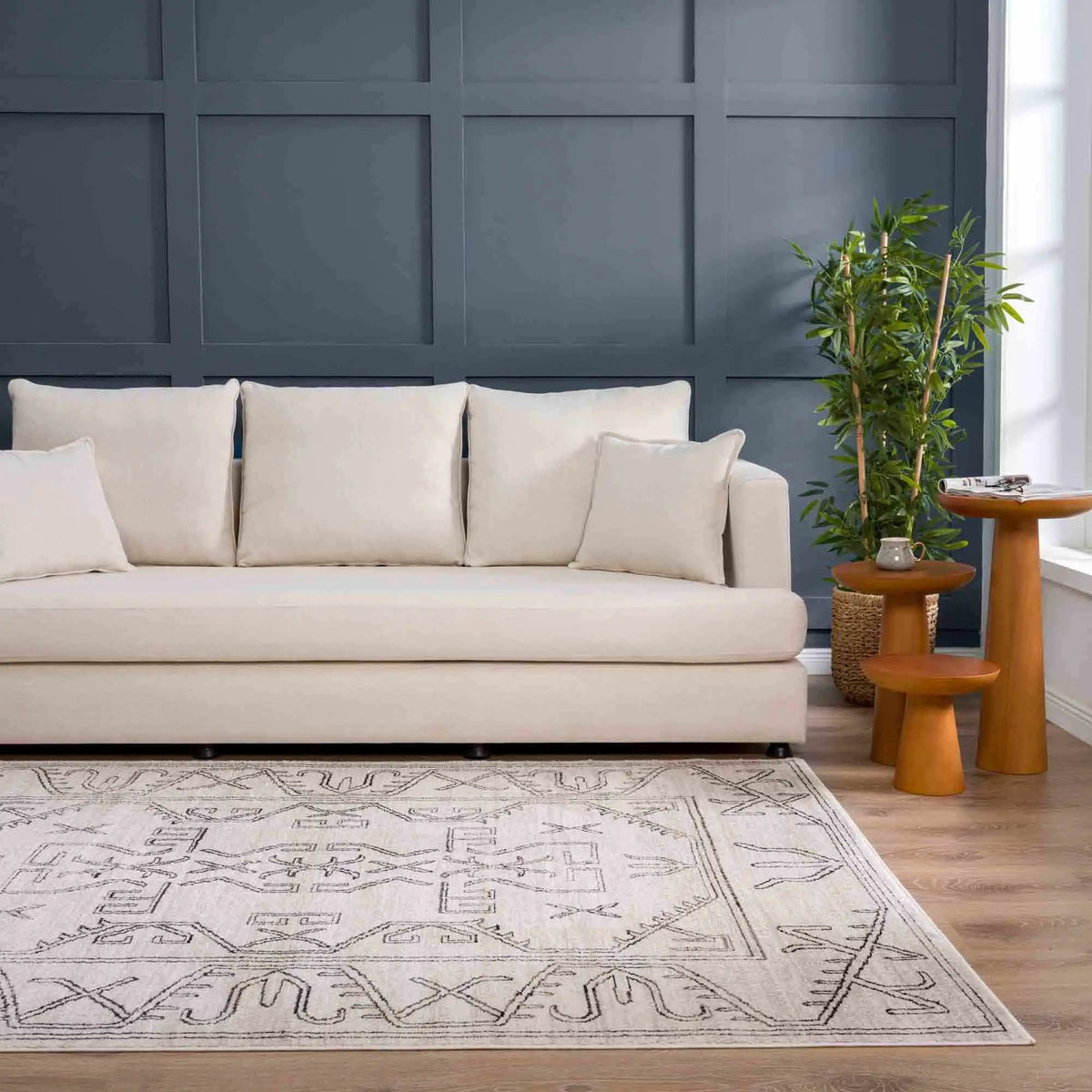 Divya Cream & Charcoal Area Rug - Clearance, installed in a room 3