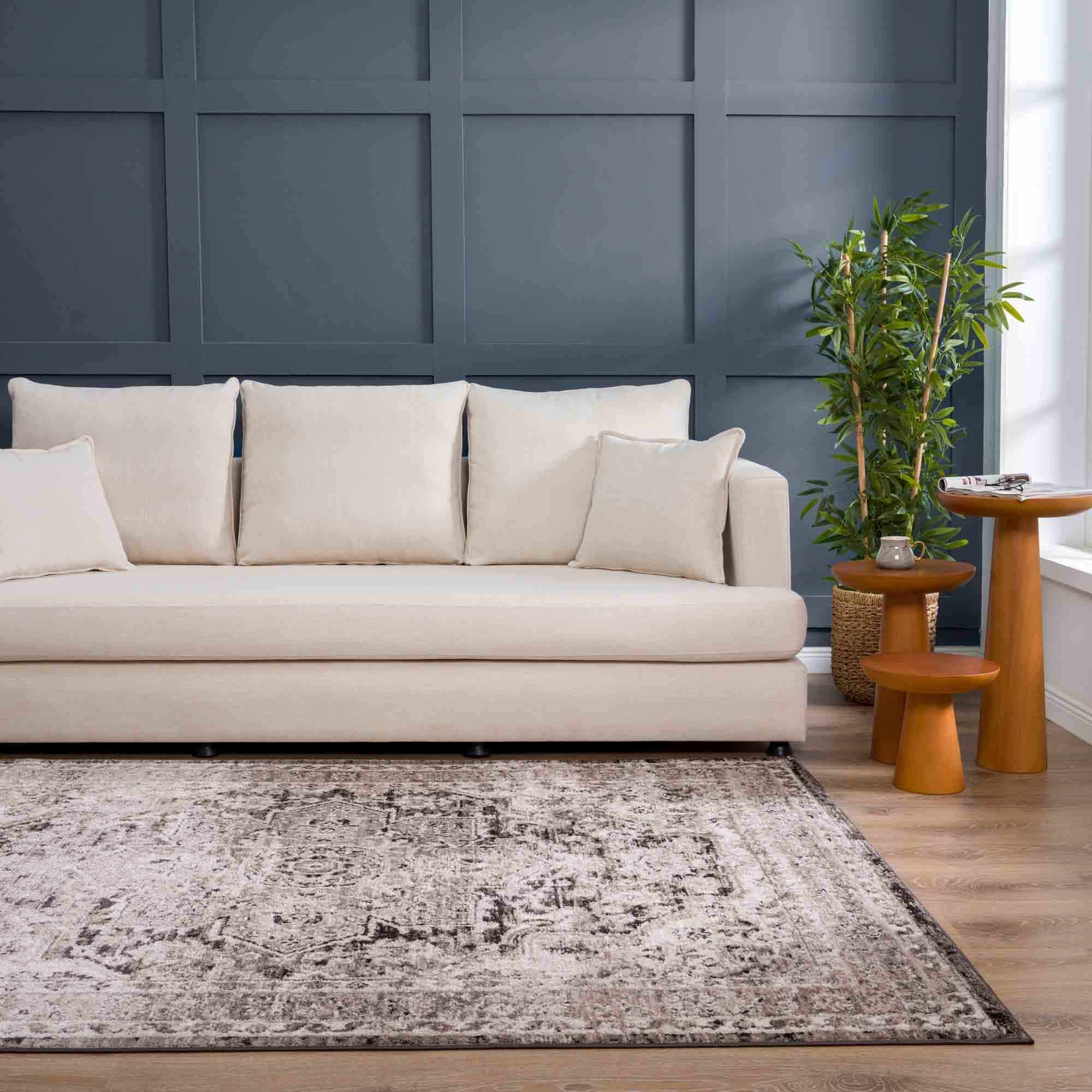 Albie Charcoal & Beige Area Rug by Hauteloom