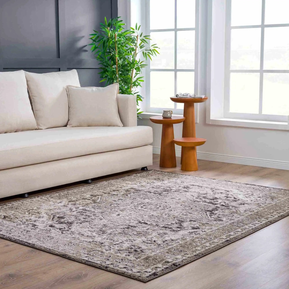 Albie Charcoal & Beige Area Rug, installed in a room 3