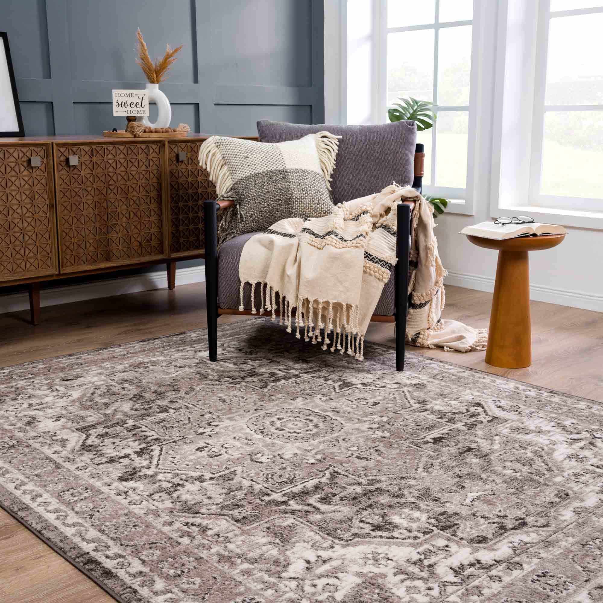 Albie Charcoal & Beige Area Rug by Hauteloom