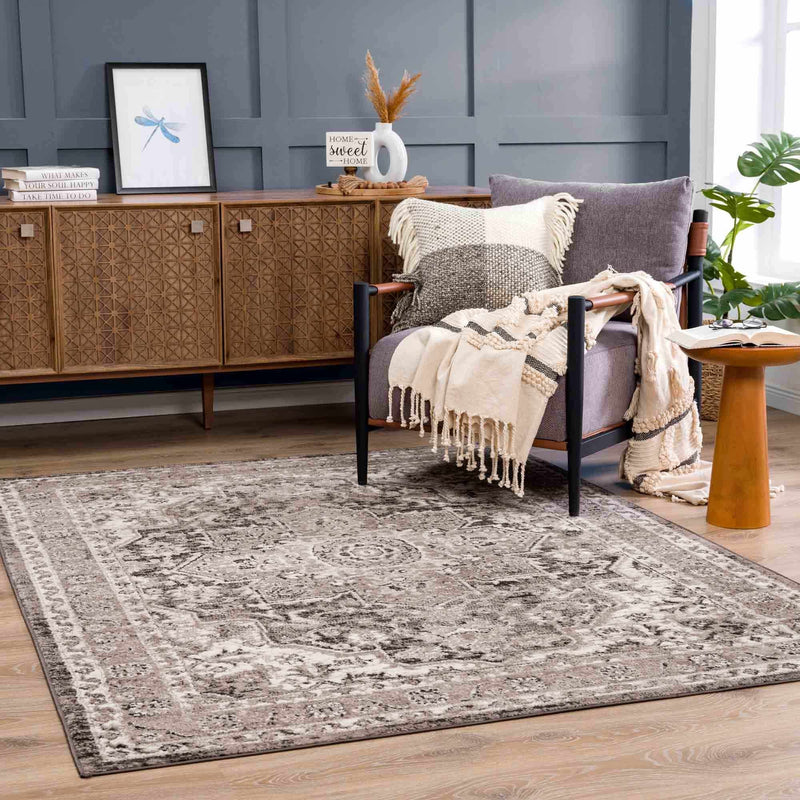 Albie Charcoal & Beige Area Rug by Hauteloom