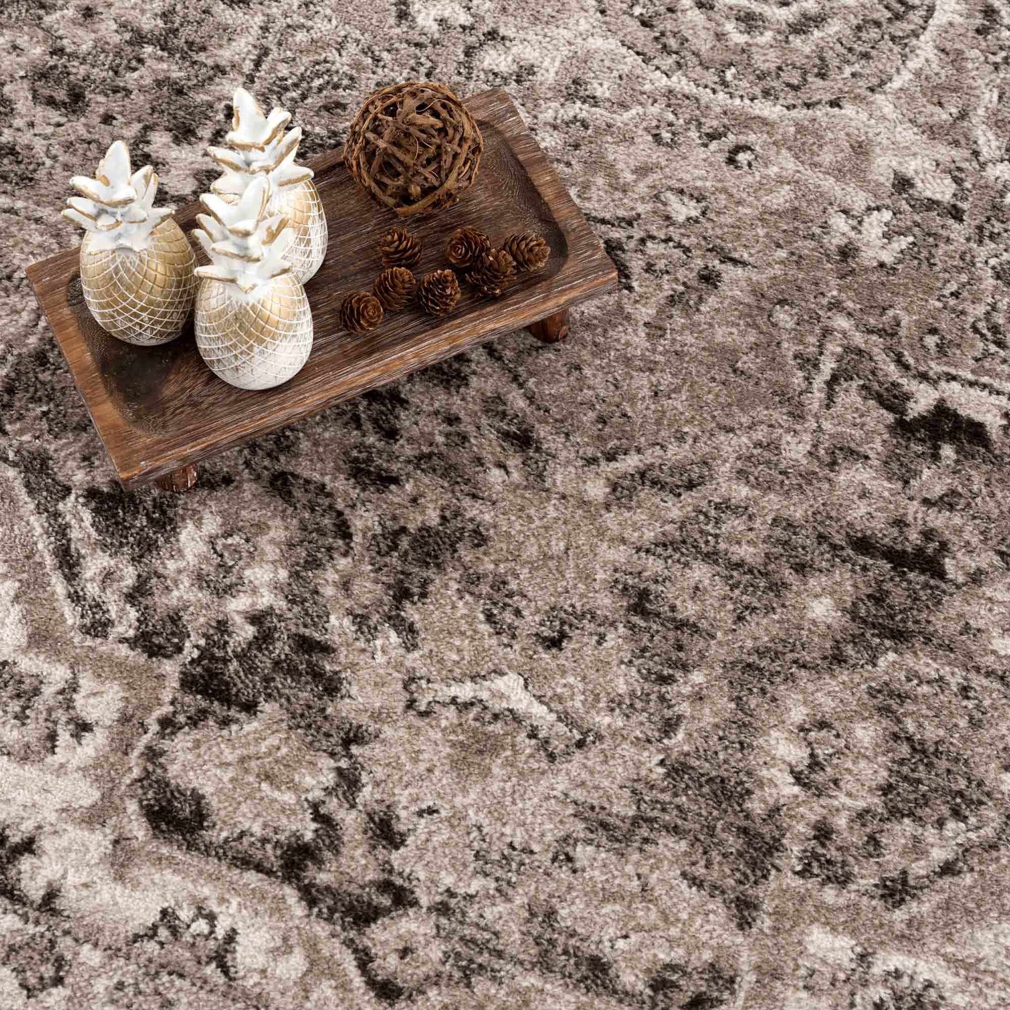 Albie Charcoal & Beige Area Rug by Hauteloom