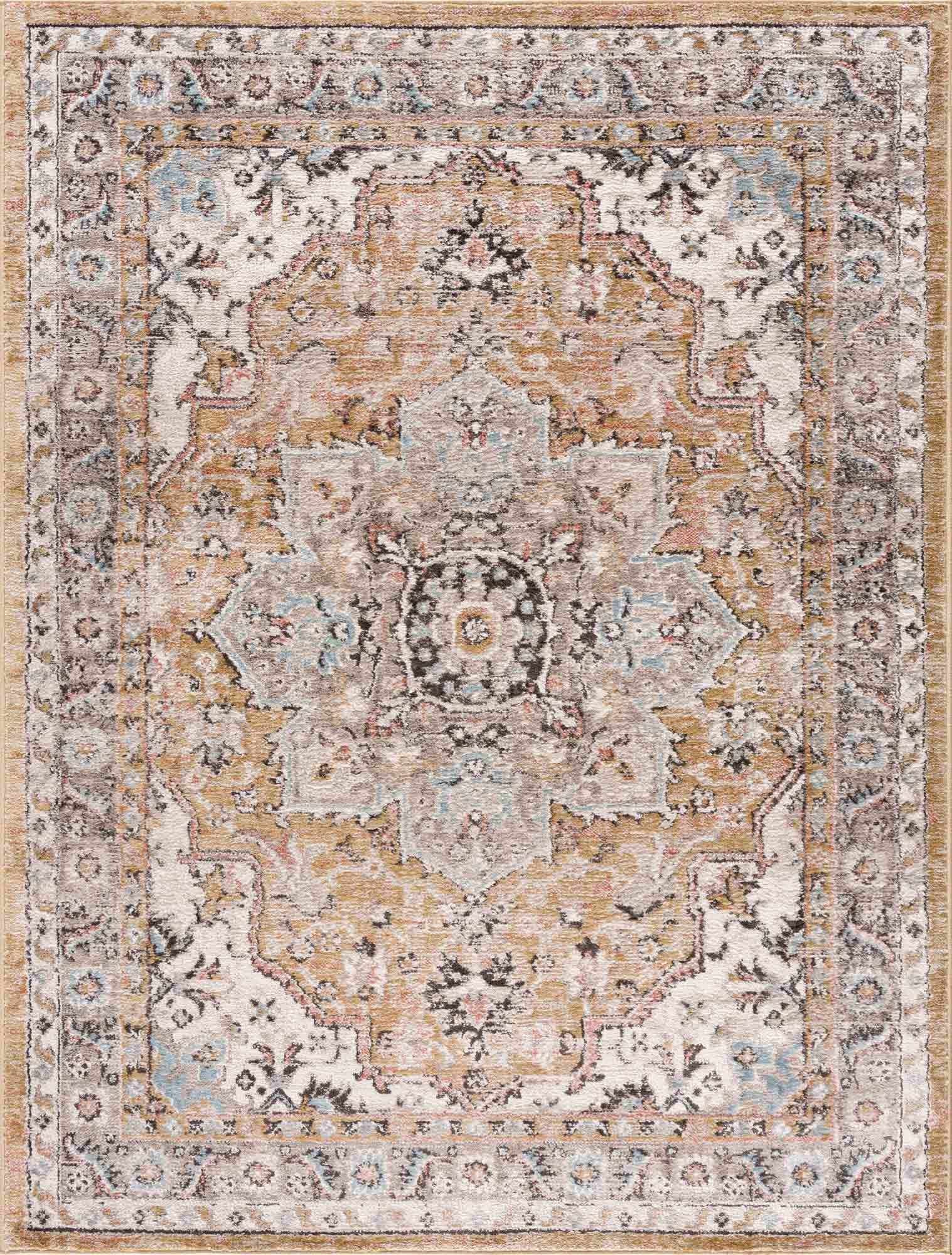 Albie Gold & Beige Area Rug by Hauteloom
